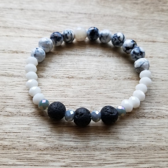 Jewelry - Shibori Agate + Lava Diffuser Bracelet